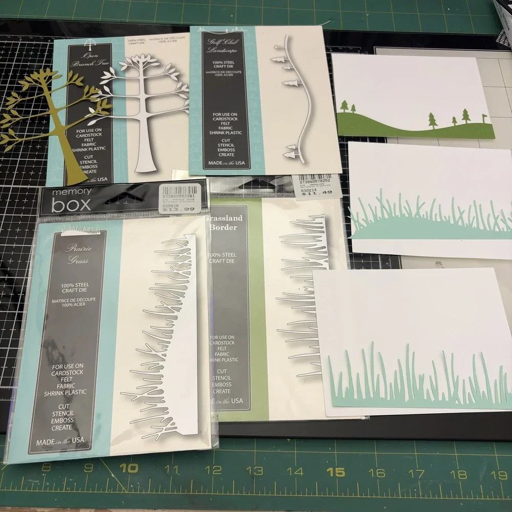 Memory Box Poppystamps Craft Dies Lot Of 4 Grass Tree Golf Landscape Border Dies